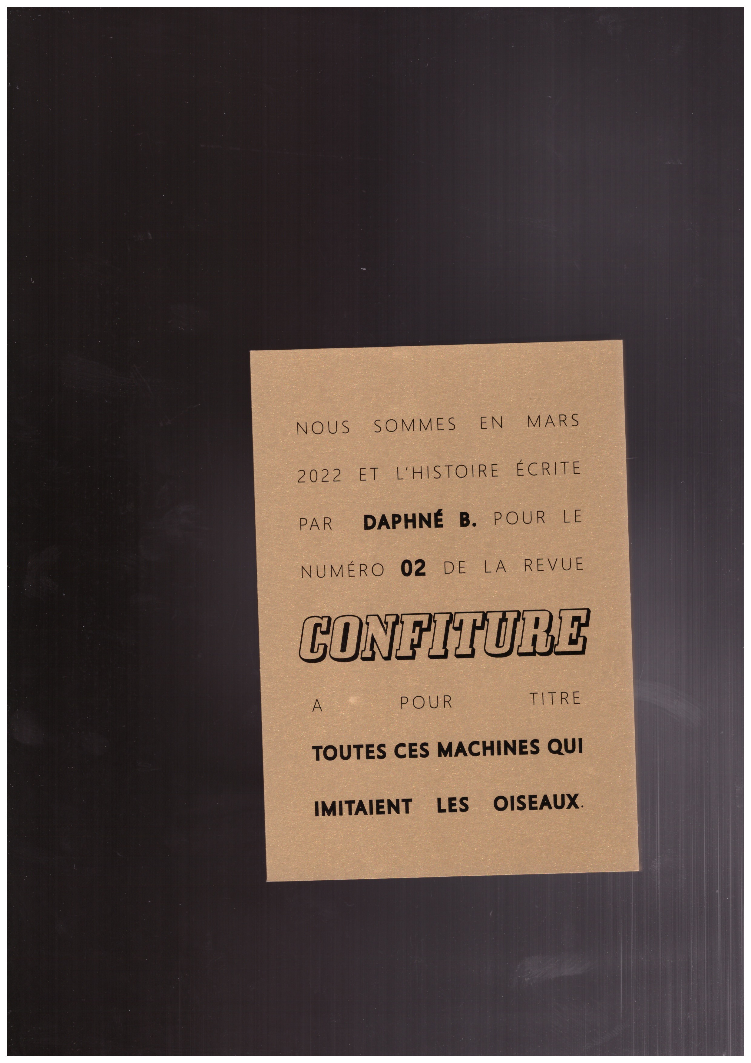 B., Daphné - Confiture #2 : Toutes ces machines qui imitaient les oiseaux